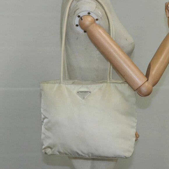 PRADA Tote Bag Nylon Beige Auth - Picture 1 of 16